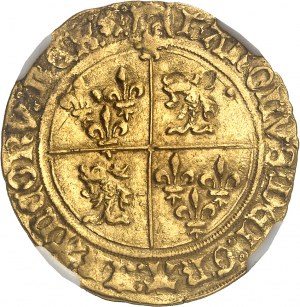 Karol VIII (1483-1498). Zlatý štít so slnkom Dauphiné, 1. typ ND, Grenoble.