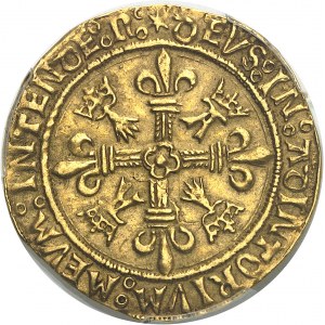 Ľudovít XII (1498-1514). Zlatý štít s bretónskym dikobrazom, 1. typ ND (1507), N, Nantes.