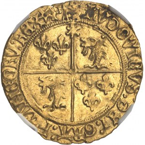 Ľudovít XII (1498-1514). Écu d'or au soleil du Dauphiné, 2. typ s ľaliou na reverze ND, Montélimar.