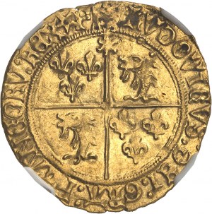 Ludwik XII (1498-1514). Écu d'or au soleil du Dauphiné, 2. typ z lilią na rewersie ND, Montélimar.