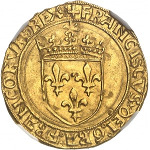 François I. (1515-1547). Ecu d'or 2e type, 3e émission ND (après 1519), Lyon.