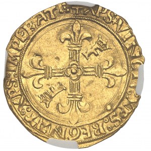 François I. (1515-1547). Zlatý štít 2. typu, 3. emisia ND (po roku 1519), Lyon.
