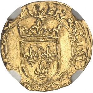 François I. (1515-1547). Goldener Halbkuckuck mit Sonne, 5. Typ, 3. Ausgabe ND (1536-1538), V, Villefranche-de-Rouergue.