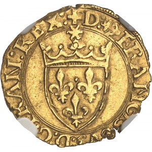 Francesco I (1515-1547). Mezzo cucu d'oro al sole, 5° tipo, 3° emissione ND (1535-1540), Bayonne.