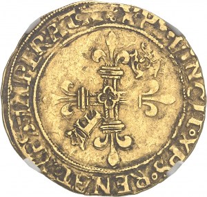 Francesco I (1515-1547). Écu d'or au soleil du Dauphiné, 5° tipo, 3° emissione ND (1528-1538), Grenoble.