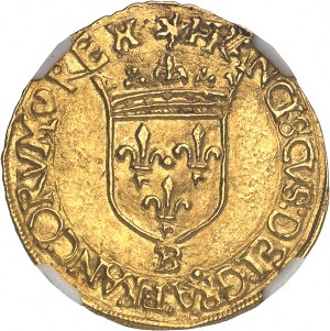 François I (1515-1547). Gold shield with ND cross (1541-1545), B, Rouen.
