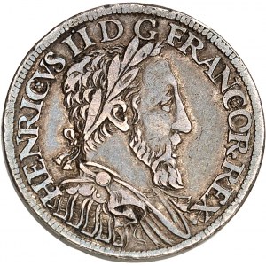 Henri II (1547-1559). Piéfort double du demi-teston au croissant 1552, A, Paris.