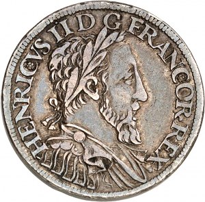 Henri II (1547-1559). Piéfort double du demi-teston au croissant 1552, A, Paris.
