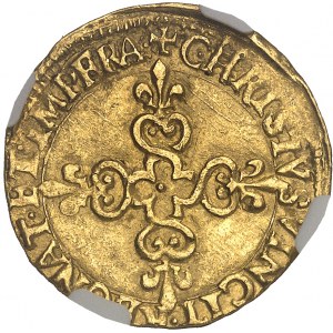 Henri III (1574-1589). Zlatý štít se sluncem 1578, K, Bordeaux.