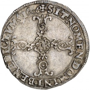 Henri IV (1589-1610). Quart d’écu, écu de face, 2e type, à la croix aux bras fleuronnés 1606, R, Villeneuve-lès-Avignon.