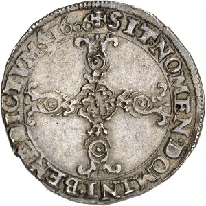 Henryk IV (1589-1610). Tarcza ćwiartkowa, tarcza z przodu, 2. typu, z krzyżem i kwiatowymi ramionami 1606, R, Villeneuve-lès-Avignon.