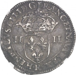 Enrico IV (1589-1610). Quarto di scudo, scudo di fronte, 2° tipo, con croce e braccia fiorite 1607, R, Villeneuve-lès-Avignon.