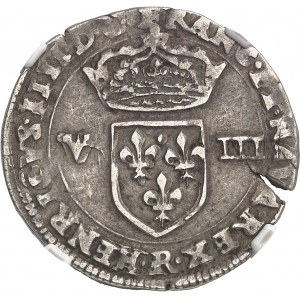 Henrich IV. (1589-1610). Osmička štítu, štít vpredu, 2. typ, s krížom a kvetovanými ramenami 1607, R, Villeneuve-lès-Avignon.