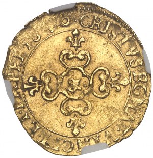 Ludvík XIII (1610-1643). Zlatý štít se sluncem, 1. typ 1640, &, Aix-en-Provence.