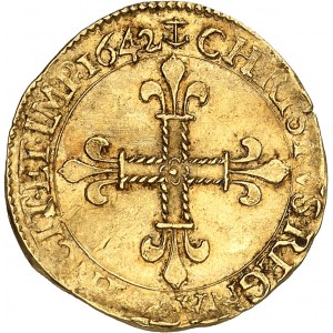 Luigi XIII (1610-1643). Scudo d'oro con sole del Delfinato 1642, Z, Grenoble.