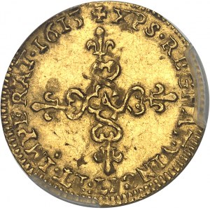 Louis XIII (1610-1643). Demi-écu d’or au soleil, 1er type 1613, A, Paris.