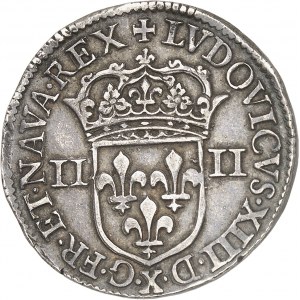 Luigi XIII (1610-1643). Quarto di scudo, 1° tipo, con scudo anteriore 1642, X, Amiens.