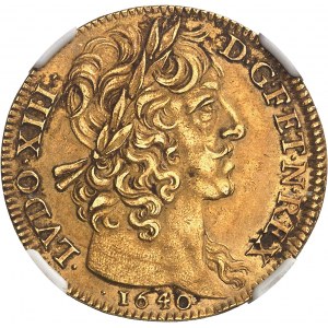Ludwik XIII (1610-1643). Podwójny louis d'or, 2. typ z dużą głową i legendą LVDO 1640, A, Paryż.