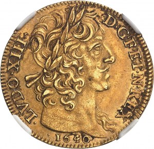 Ľudovít XIII (1610-1643). Dvojitý louis d'or, 2. typ s veľkou hlavou a legendou 