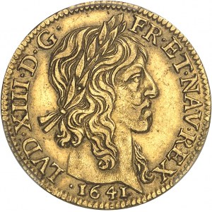 Ludvík XIII (1610-1643). Louis d'or à la mèche longue et étoile 1641, A, Paříž.