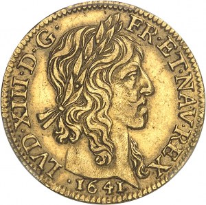 Ľudovít XIII (1610-1643). Louis d'or à la mèche longue et étoile 1641, A, Paríž.