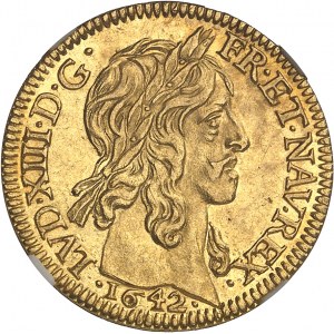 Louis XIII (1610-1643). Louis d’or à la mèche longue et étoile 1642, A, Paris.