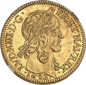 Ľudovít XIII (1610-1643). Louis d'or à la mèche longue et étoile 1642, A, Paríž.