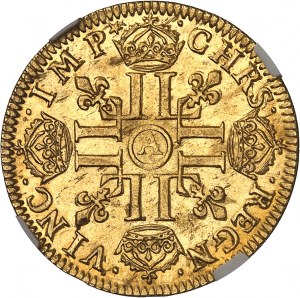 Ludvík XIII (1610-1643). Louis d'or à la mèche longue et étoile 1642, A, Paříž.