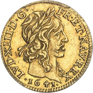 Ľudovít XIII (1610-1643). Demi-louis d'or à la mèche longue et étoile 1641, A, Paríž.