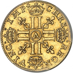 Louis XIII (1610-1643). Demi-louis d’or à la mèche longue et étoile 1641, A, Paris.