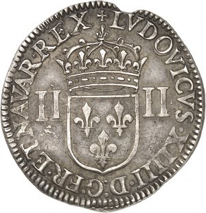 Ľudovít XIV (1643-1715). Štvrťový štít, 1. typ, s predným štítom 1643, AR, Arras.