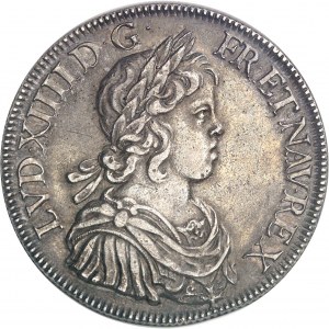 Louis XIV (1643-1715). Piéfort quadruple de l'Écu à la mèche courte 1644, A, Paris (point).