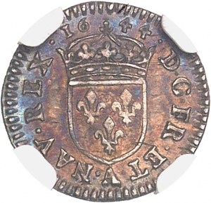 Ludvík XIV (1643-1715). Čtyřicátý osmý štít s drapérií 1644, A, Paříž.