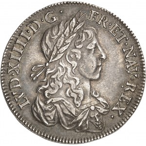 Ľudovít XIV (1643-1715). Strieborná ľalia, prvá podobizeň 1656, A, Paríž.