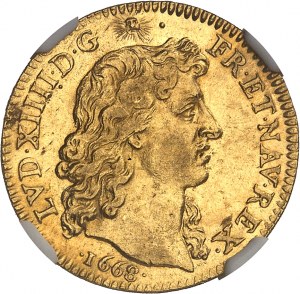 Louis XIV (1643-1715). Louis d’or à la tête nue 1668, A, Paris.