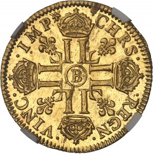 Ľudovít XIV (1643-1715). Louis d'or à la tête virile 1679, B, Rouen.