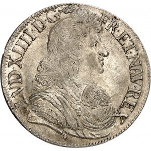 Ludvík XIV (1643-1715). Écu à la cravate, 2. vydání F. Warin 1679, &amp;, Aix-en-Provence.