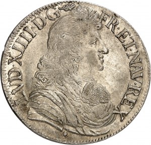 Ludvík XIV (1643-1715). Écu à la cravate, 2. vydání F. Warin 1679, &, Aix-en-Provence.