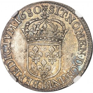 Ludvík XIV (1643-1715). Demi-écu à la cravate, 2. vydání François Warin 1680, B, Rouen.