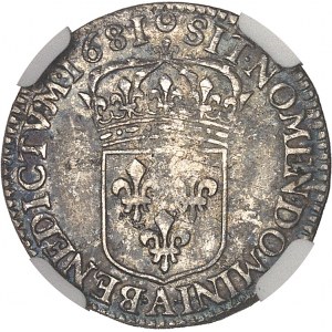 Ľudovít XIV (1643-1715). Douzième d'écu à la cravate, 1. typ, zjednodušené poprsie 1681, A, Paríž.