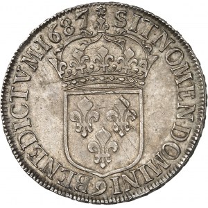 Ludvík XIV (1643-1715). Parukářský štít s poprsím v antickém stylu, zvýšený okraj 1687, 9, Rennes.