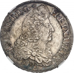 Luigi XIV (1643-1715). Scudo con otto L, 1° tipo 1690, 9, Rennes.