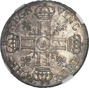 Louis XIV (1643-1715). Ecu with eight Ls, 1st type 1690, 9, Rennes.