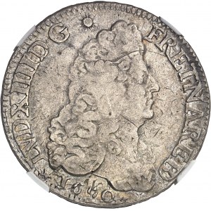 Ľudovít XIV (1643-1715). Écu aux huit L, 1er type, du Béarn 1690, krava, Pau.