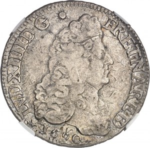 Ludwik XIV (1643-1715). Écu aux huit L, 1er type, du Béarn 1690, krowa, Pau.