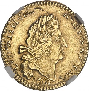 Louis XIV (1643-1715). Demi-louis d’or aux quatre L 1694, S, Reims.