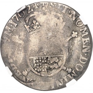 Ludwik XIV (1643-1715). Ćwierć ecu Béarn z insygniami, reformacja 1702, Pau.