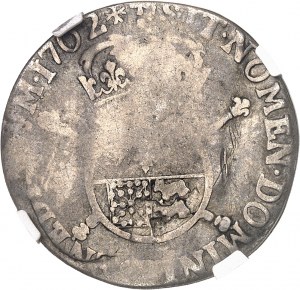 Ludvík XIV (1643-1715). Béarnská čtvrtka s insigniemi, reformace 1702, Pau.