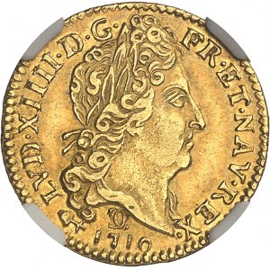 Ludwik XIV (1643-1715). Half-louis d'or au soleil 1710, CC, Besançon.