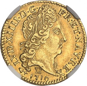 Ludwik XIV (1643-1715). Half-louis d'or au soleil 1710, CC, Besançon.